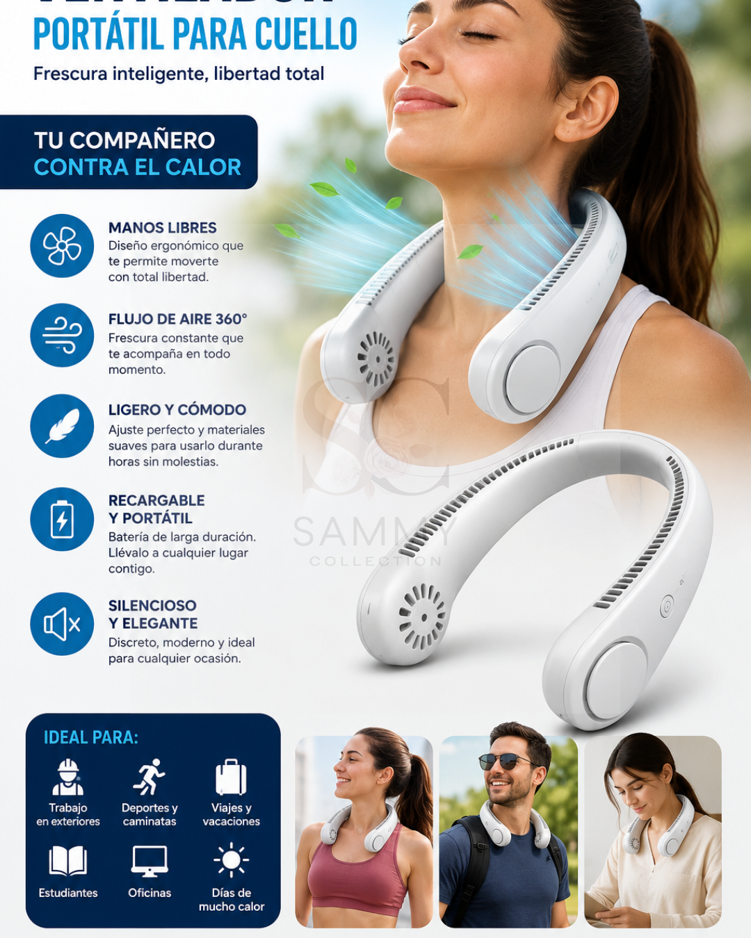 VENTILADOR PORTÁTIL PARA CUELLO – Tu aliado contra el calor