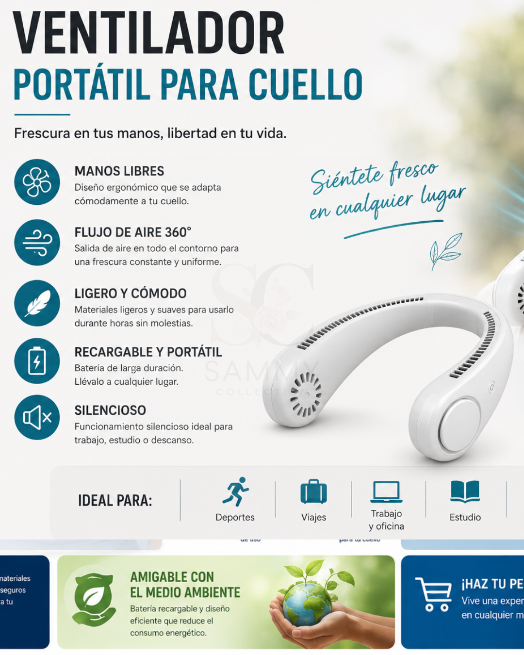 VENTILADOR PORTÁTIL PARA CUELLO – Tu aliado contra el calor